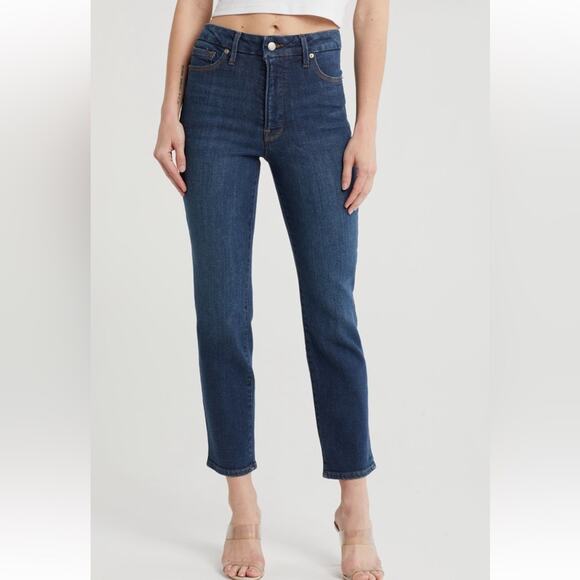 NWT Good American Good Classic Slim Straight Jeans sz 25 0 Medium Blue Stretch - Picture 1 of 11